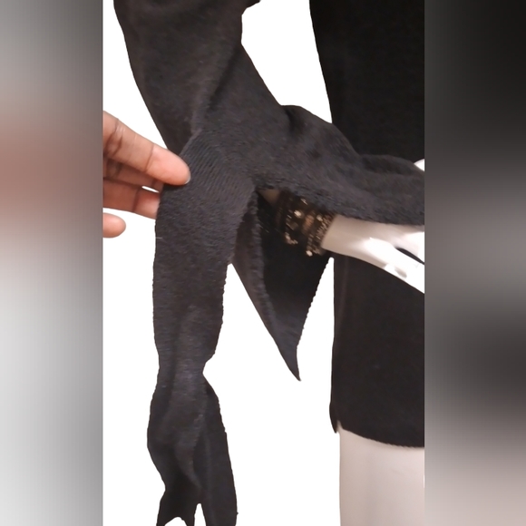 Halogen Tie Bell Sleeve Women Wool Blend Sweater Black Size Small P | Nordstrom. - Picture 8 of 12